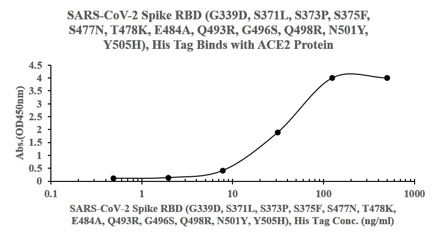 Recombinant SARS-Cov-2 (Omicron, B.1.1.529) Spike RBD protein (G339D, S371L, S373P, S375F, S477N, T478K, E484A, Q493R, G496S, Q498R, N501Y, Y505H), C-His (HEK293)